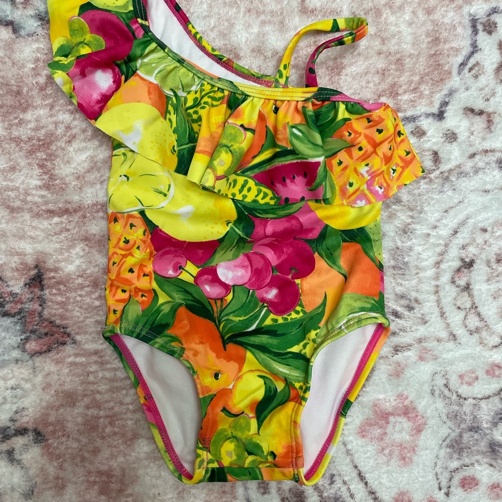 Janie and Jack Yellow and Pink One Piece Swimsuit